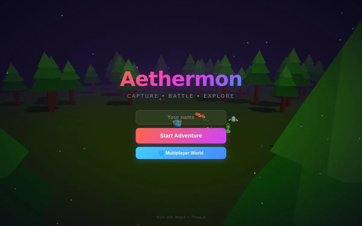 Aethermon — screenshot of the AI-made game