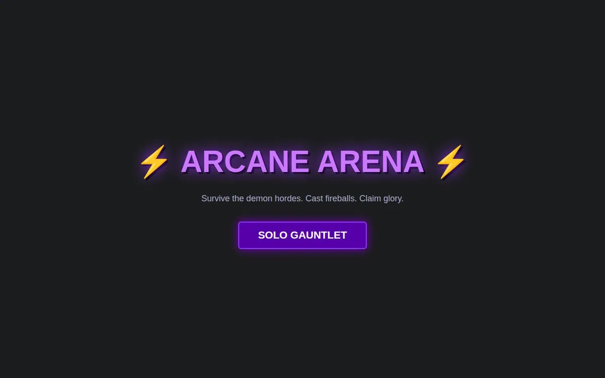 Arcane Arena — screenshot of the AI-made game