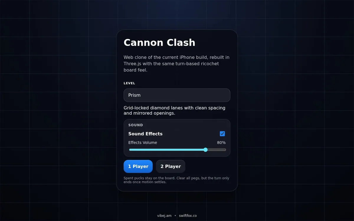 Cannon Clash — screenshot of the AI-made game