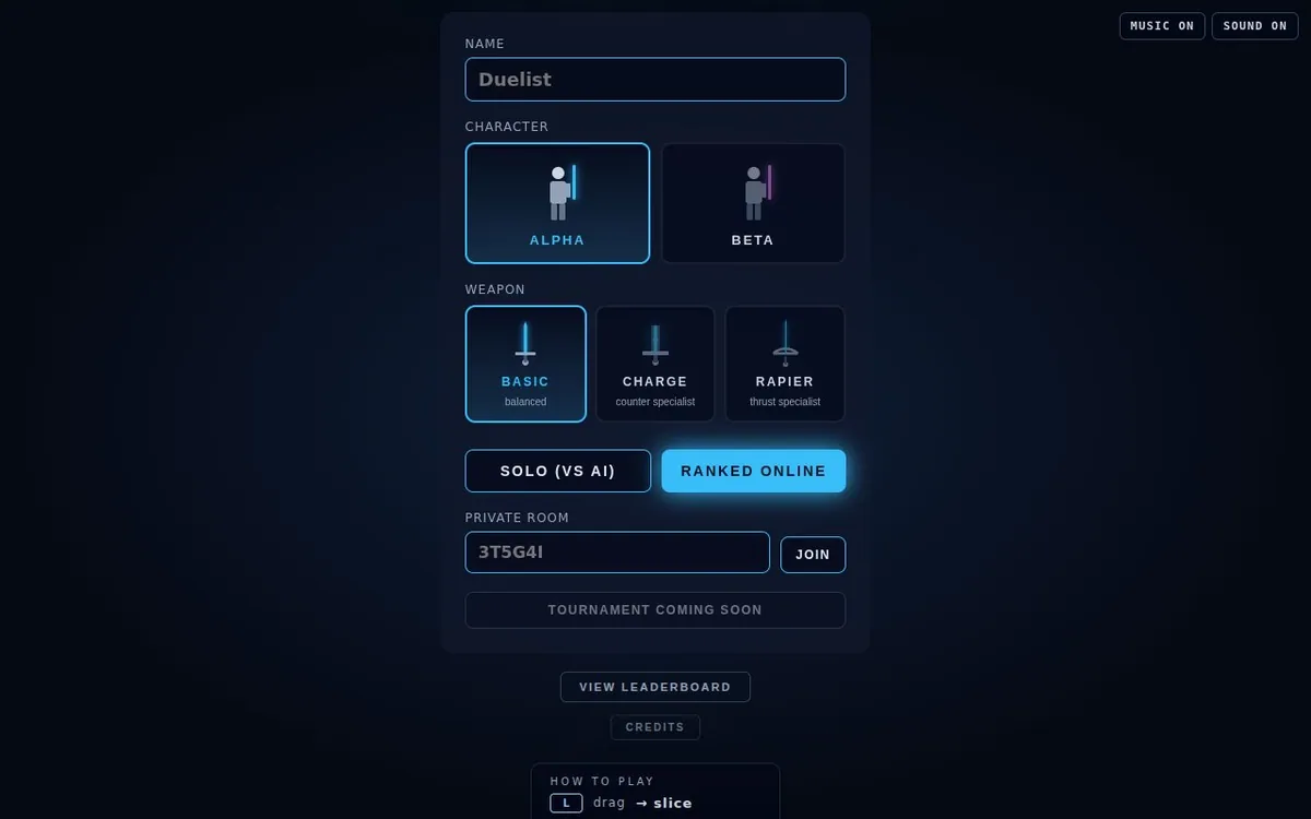 Chambara Duel — screenshot of the AI-made game