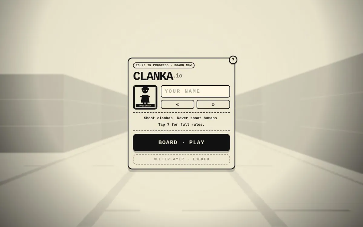 Clanka.io — screenshot of the AI-made game