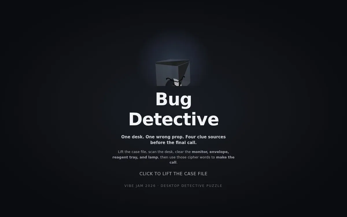 Cursor Bug Detective — screenshot of the AI-made game