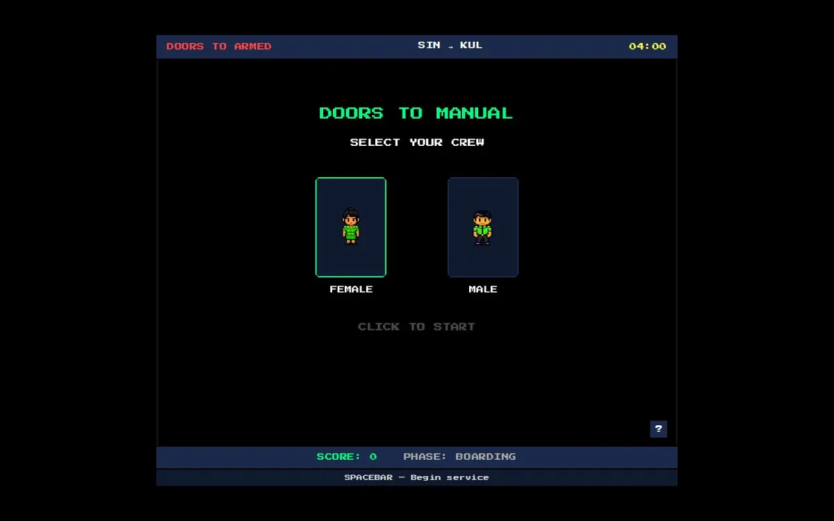 Doors to Manual — screenshot of the AI-made game