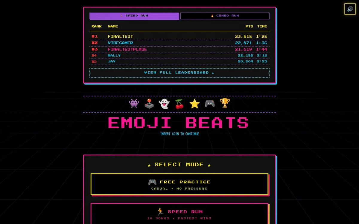EmojiBeats — screenshot of the AI-made game