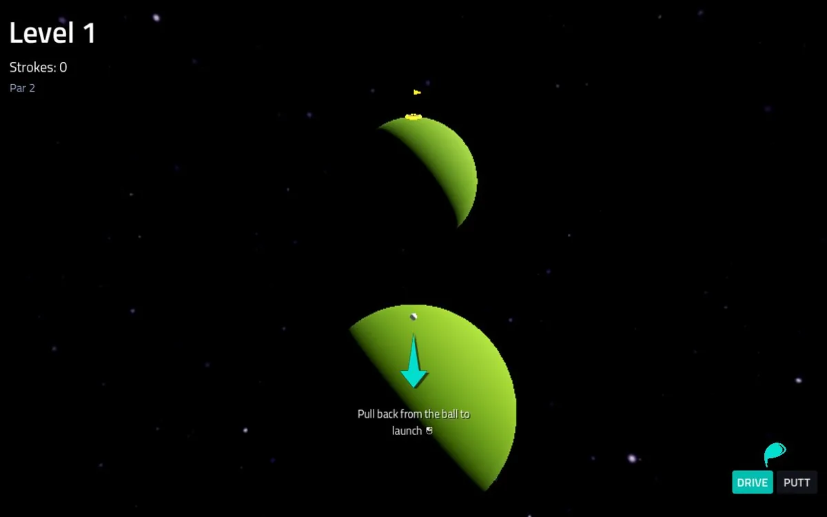 Galactic Golf — screenshot of the AI-made game