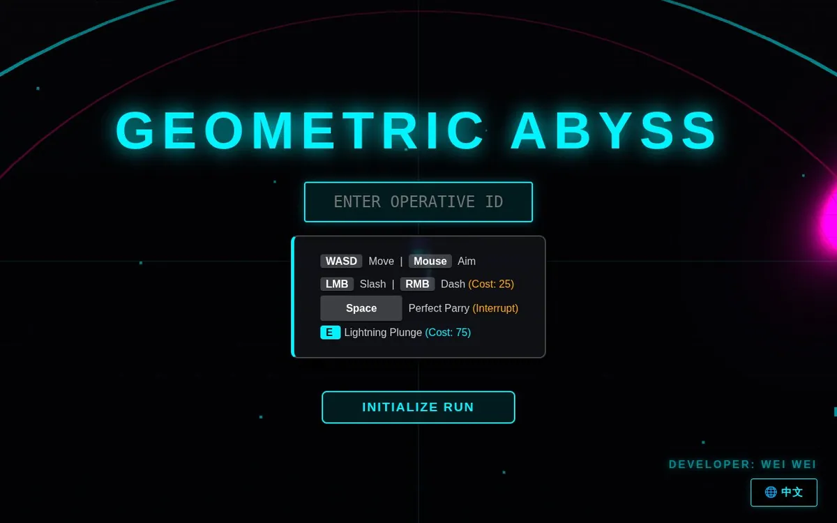 Geometric Abyss — screenshot of the AI-made game