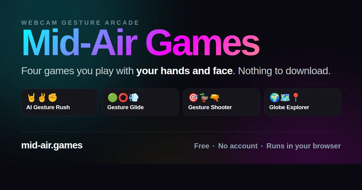 Gesture Arcade — screenshot of the AI-made game