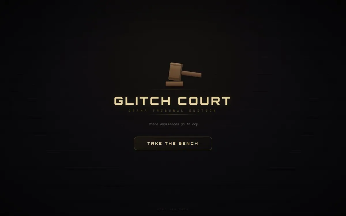 GLITCH COURT — screenshot of the AI-made game