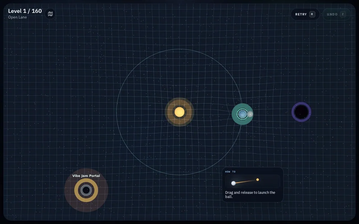 Gravity Golf — screenshot of the AI-made game