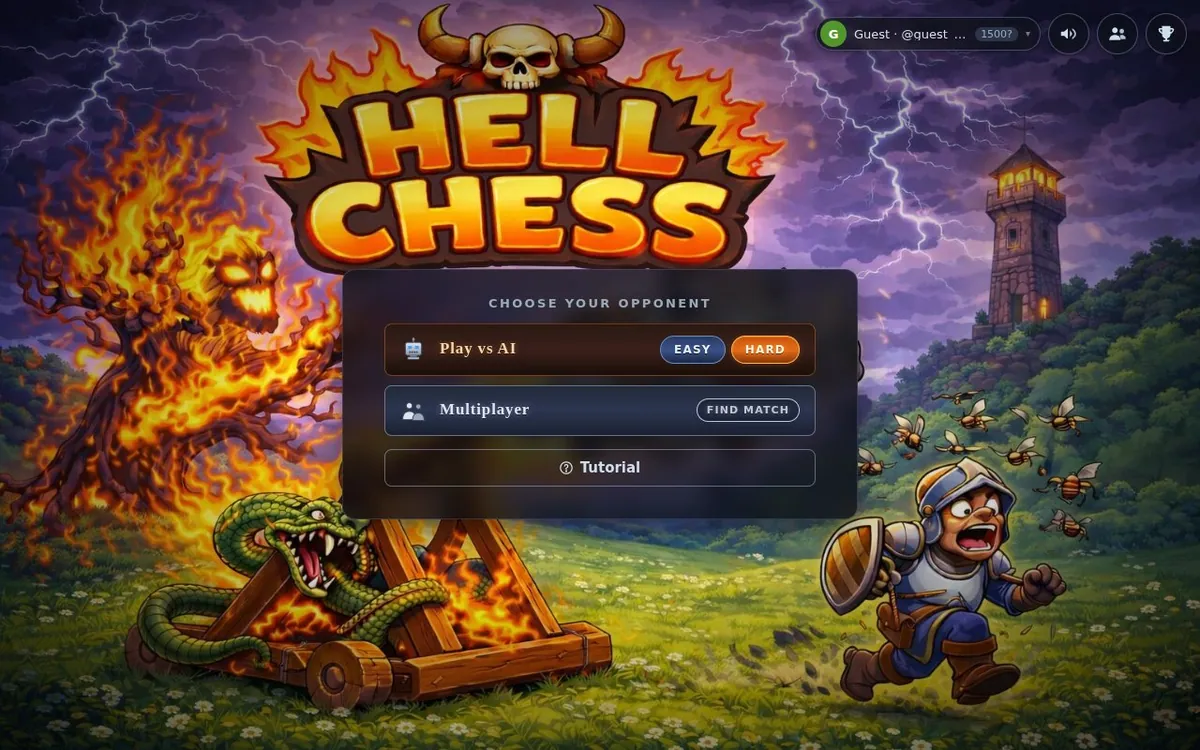 Hell Chess — screenshot of the AI-made game