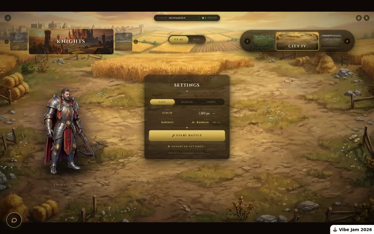 Heroes of Combat and Magic — screenshot of the AI-made game