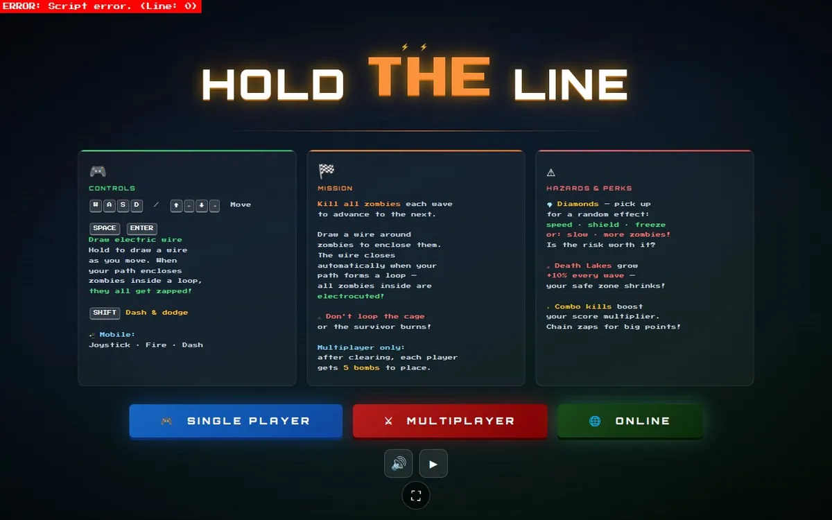 Hold the Line — screenshot of the AI-made game