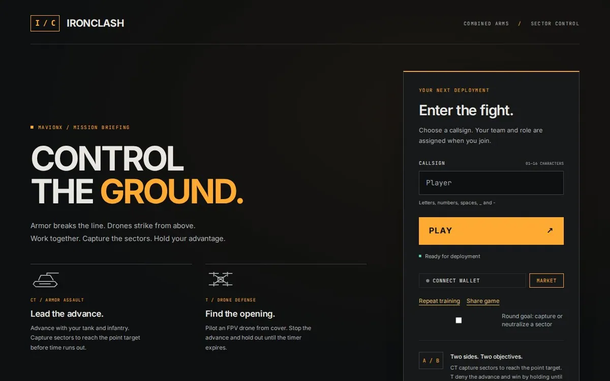 Ironclash — screenshot of the AI-made game