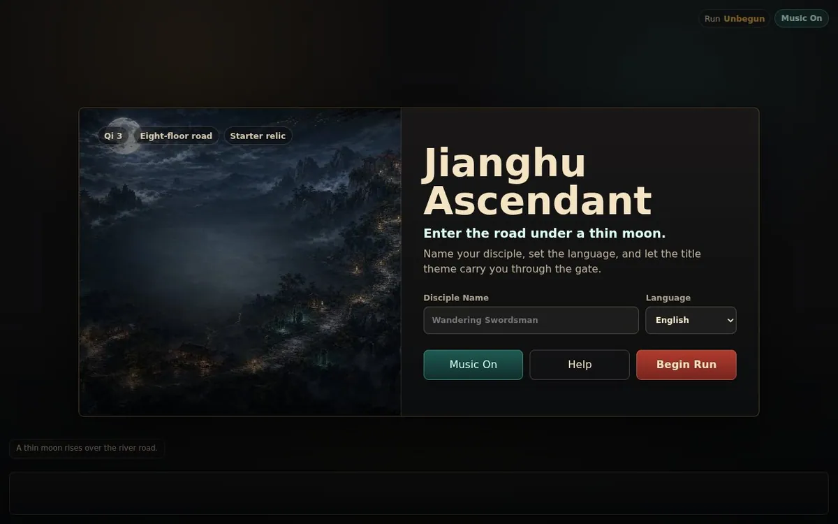 Jianghu Ascendant — screenshot of the AI-made game