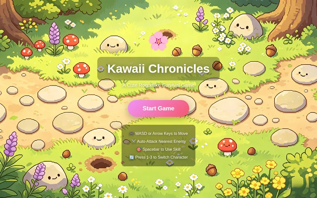 Kawaii Chronicles — screenshot of the AI-made game