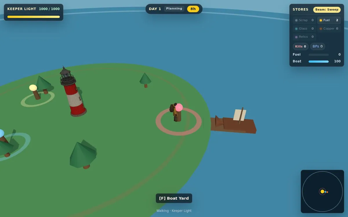 Keeper Light — screenshot of the AI-made game