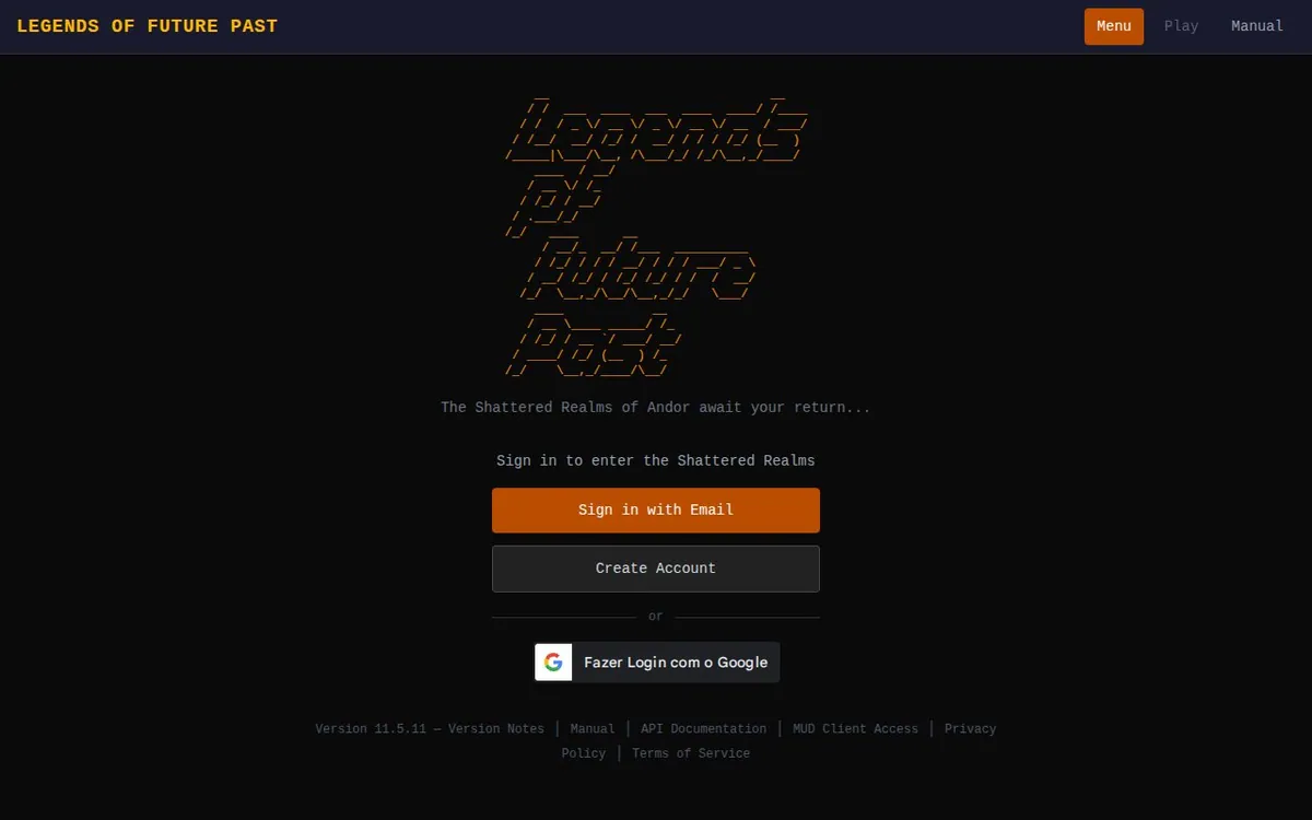 Legends of Future Past — screenshot of the AI-made game