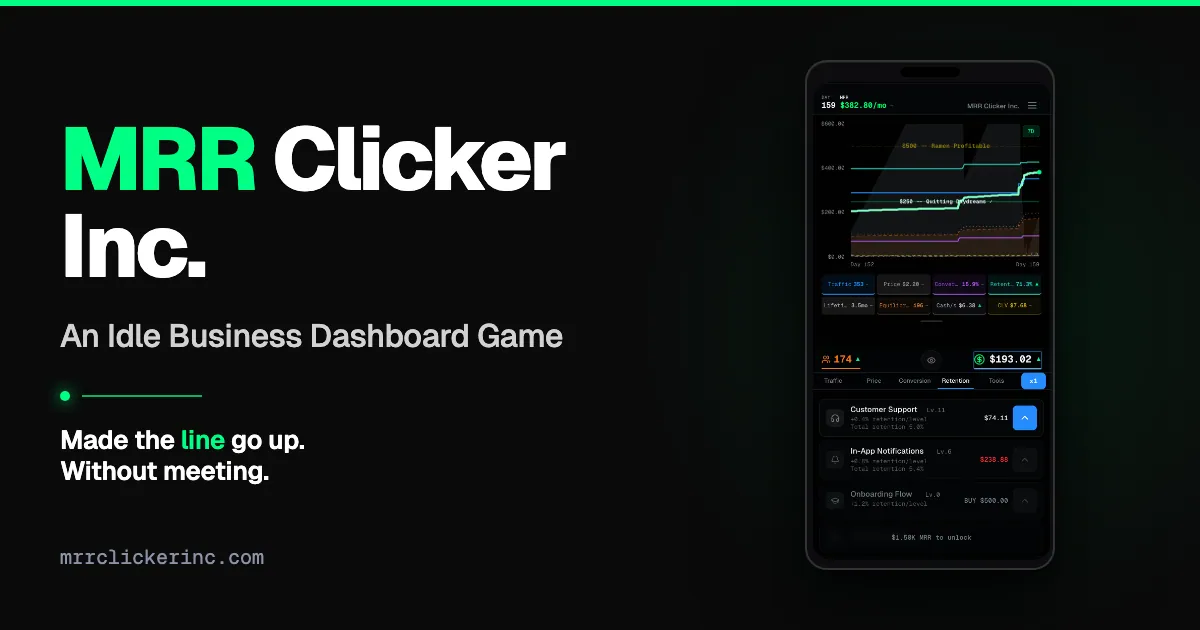 MRR Clicker Inc. — screenshot of the AI-made game