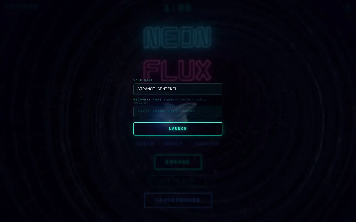 Neon Flux — screenshot of the AI-made game