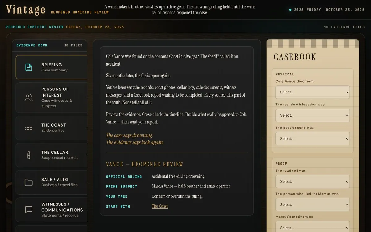open case — screenshot of the AI-made game