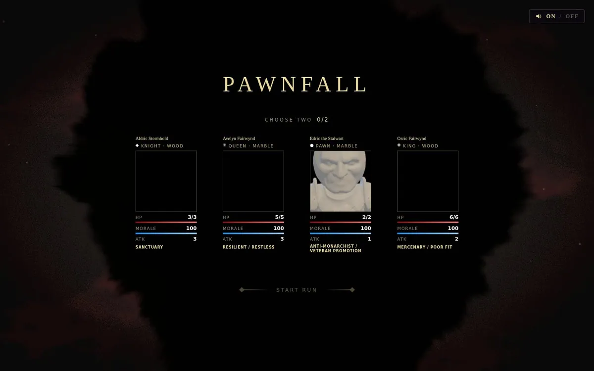 Pawnfall — screenshot of the AI-made game