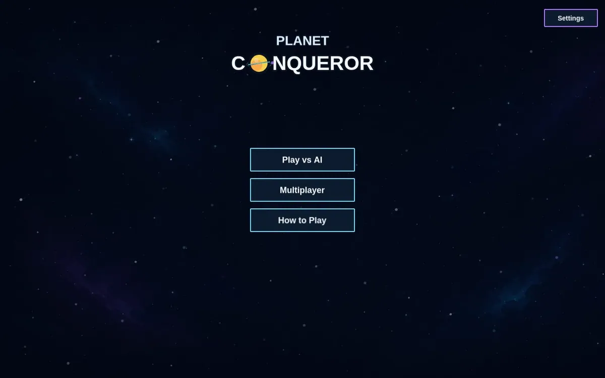 Planet Conqueror — screenshot of the AI-made game