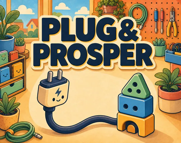 Plug & Prosper — screenshot of the AI-made game