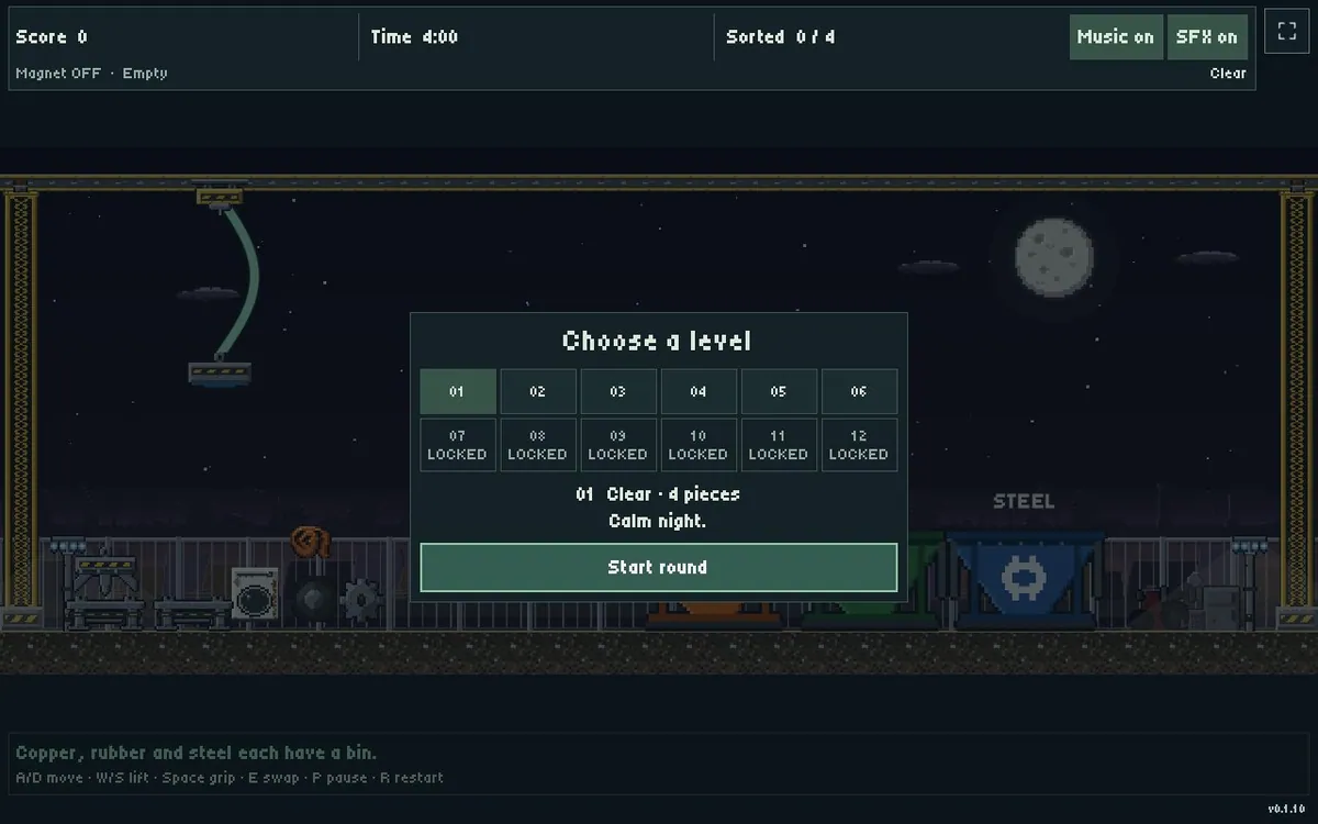 Pocket Salvage — screenshot of the AI-made game