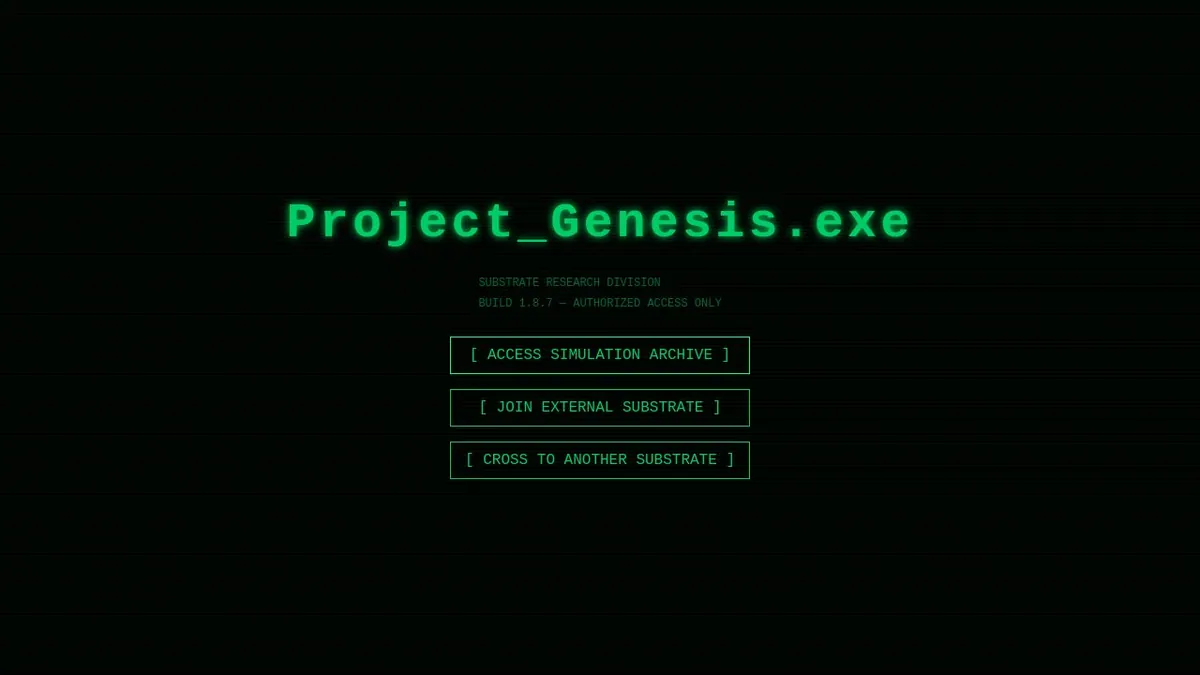 Project Genesis — screenshot of the AI-made game
