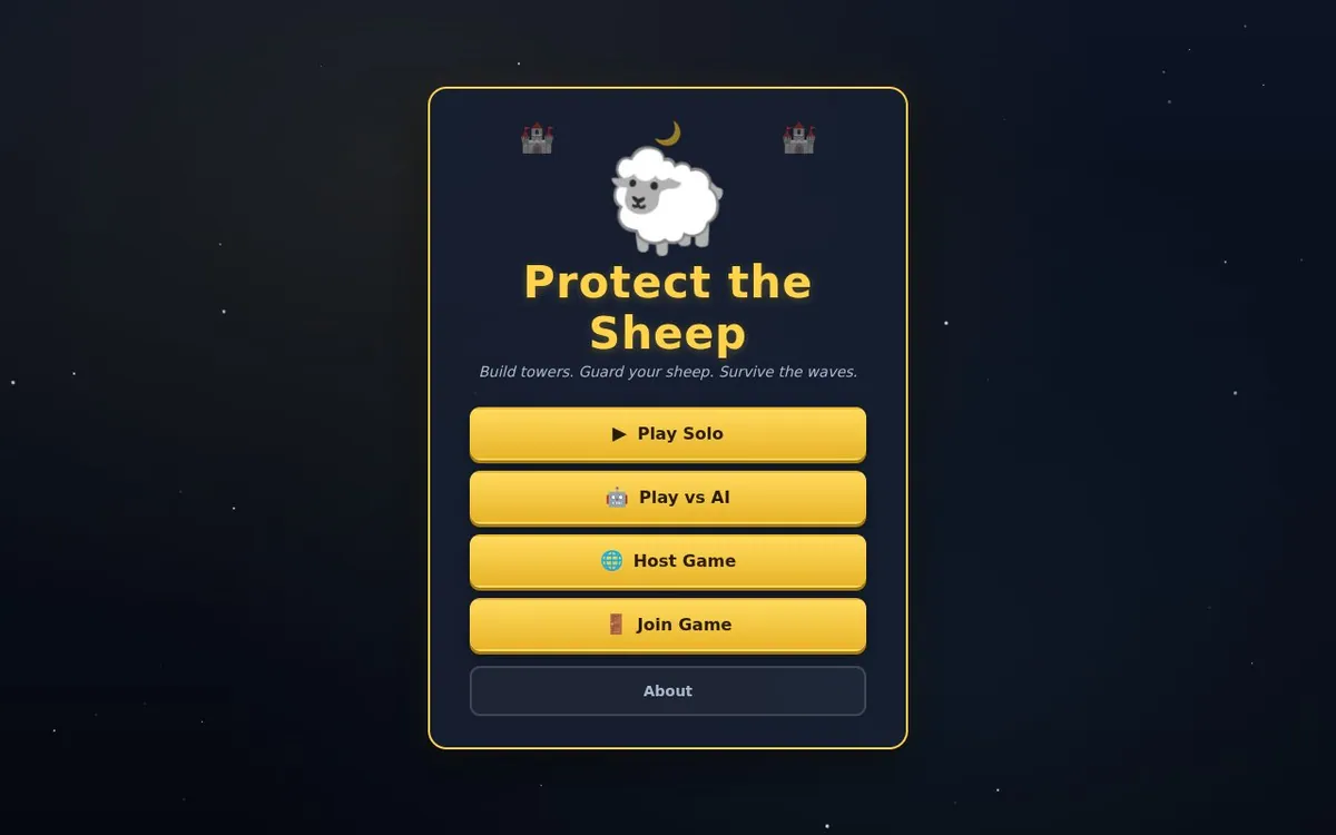Protect the Sheep — screenshot of the AI-made game