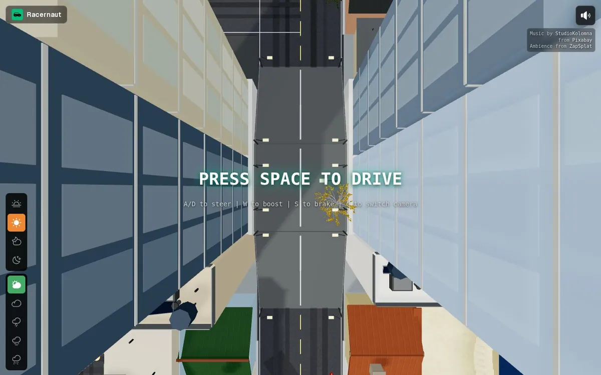 Racernaut — screenshot of the AI-made game