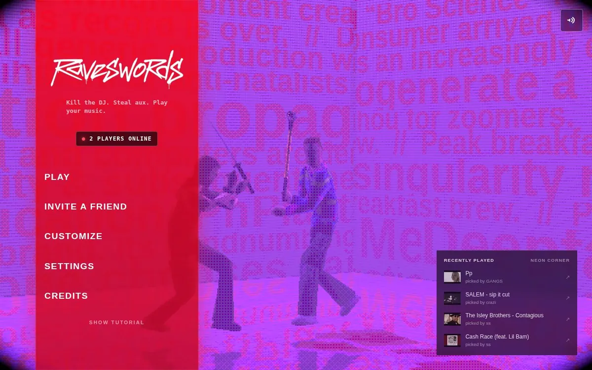 Raveswords — screenshot of the AI-made game