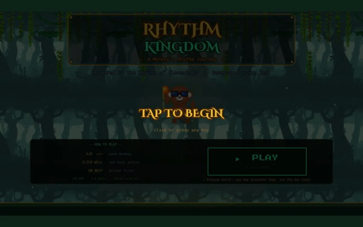 Rhythm Kingdom — screenshot of the AI-made game