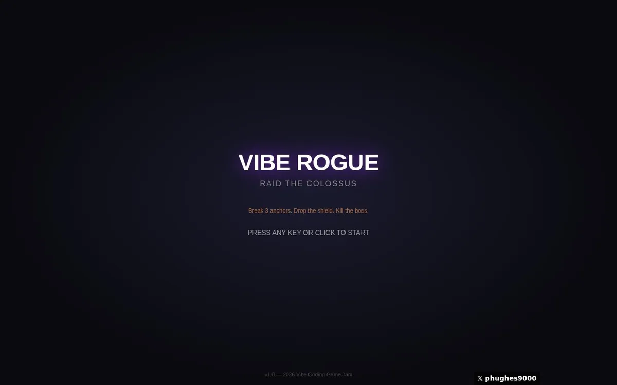 Rogue Vibe — screenshot of the AI-made game