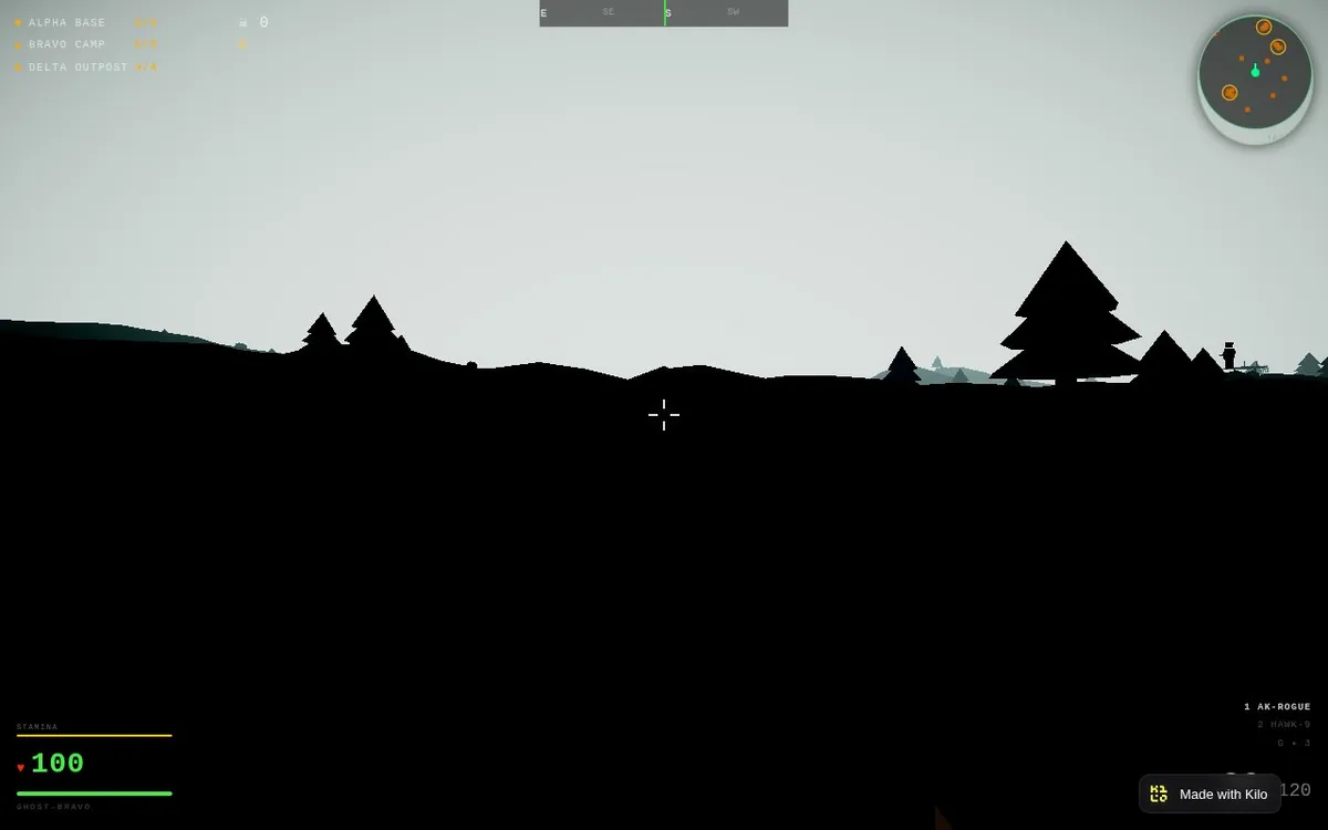Rogue Zone — screenshot of the AI-made game