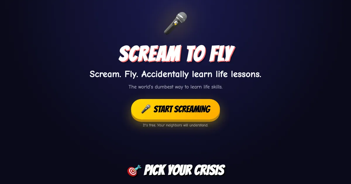 Scream To Fly — screenshot of the AI-made game