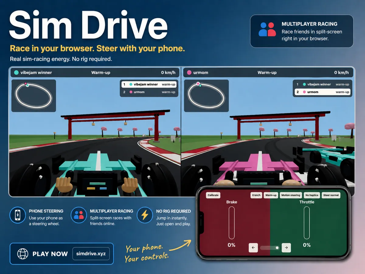 SimDrive — screenshot of the AI-made game