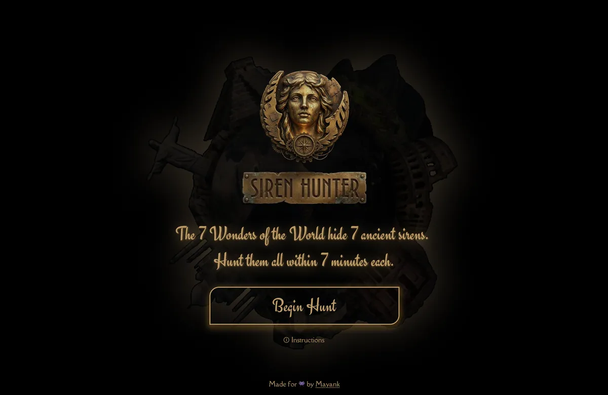 Siren Hunter — screenshot of the AI-made game