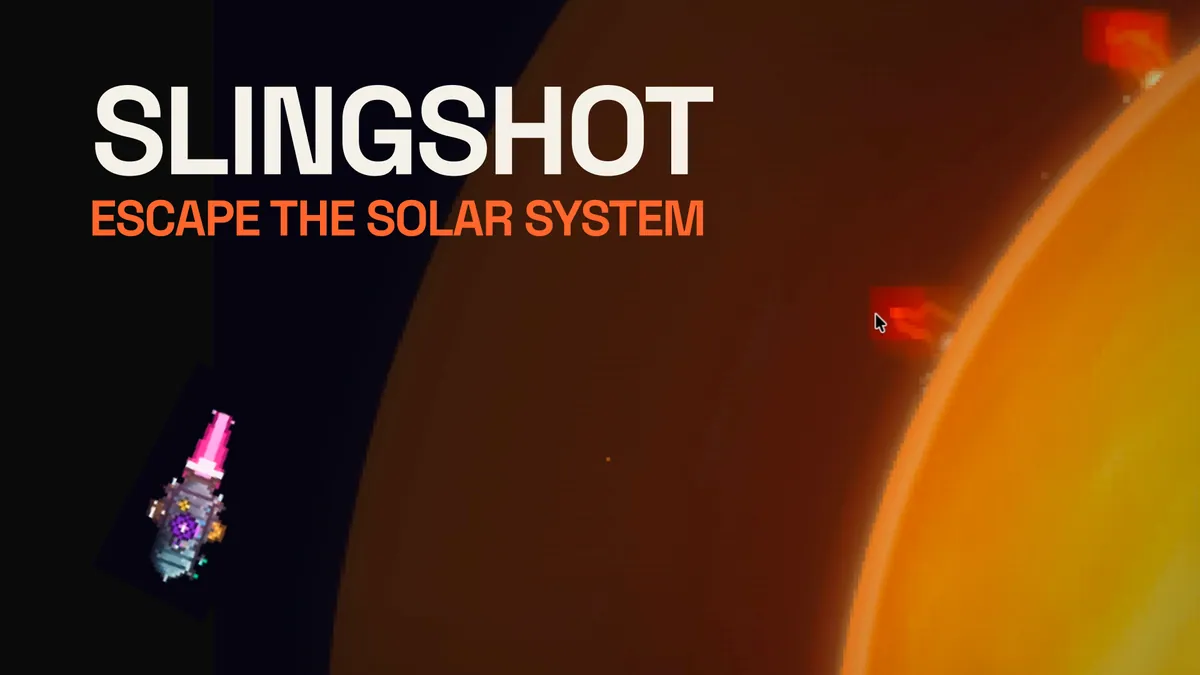 Slingshot: Escape the solar system — screenshot of the AI-made game