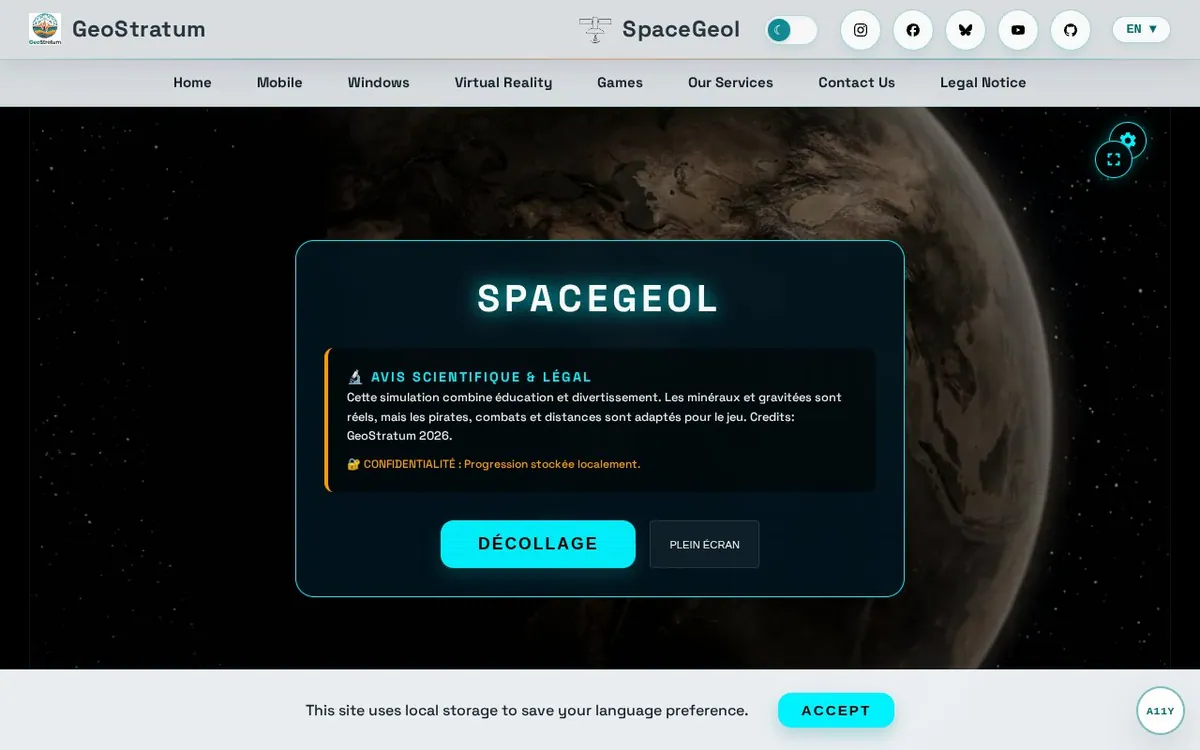 SpaceGeol — screenshot of the AI-made game