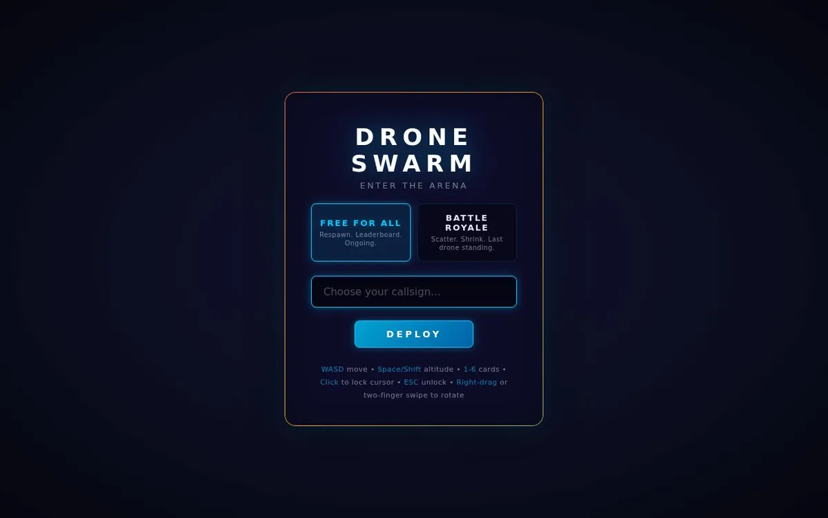 Swarm Fight — screenshot of the AI-made game