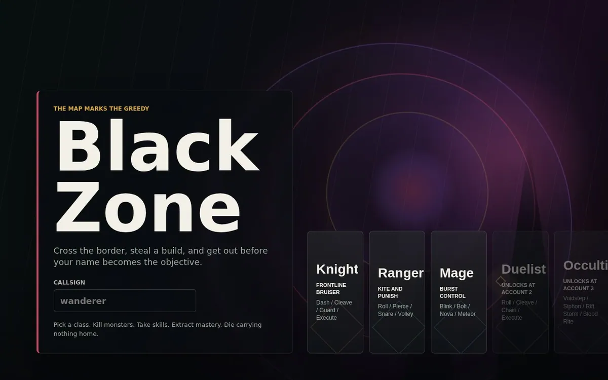 The Black Zone — screenshot of the AI-made game