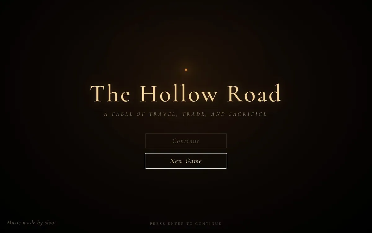 The Hollow Road — screenshot of the AI-made game
