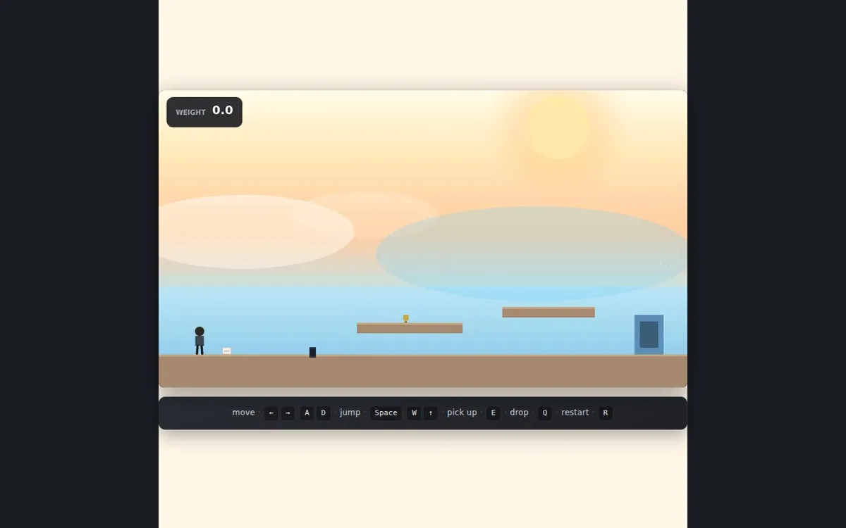 The Weight You Carry — screenshot of the AI-made game