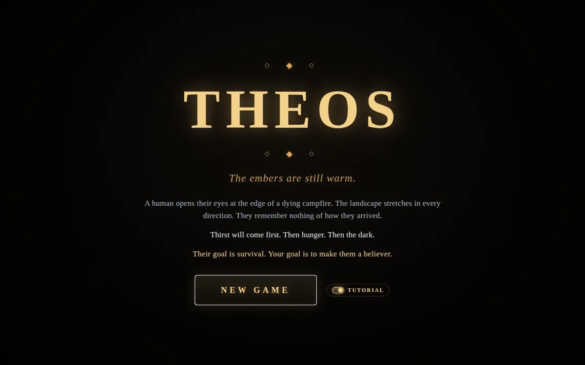 Theos: The God Simulator — screenshot of the AI-made game