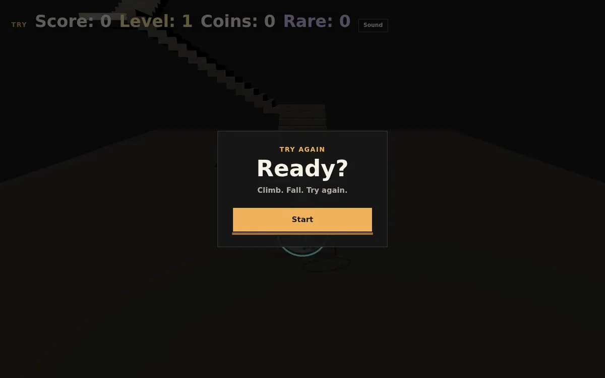 Try Again — screenshot of the AI-made game
