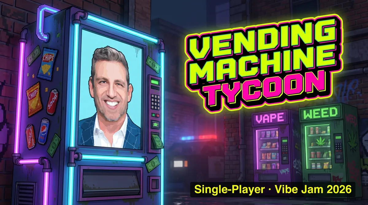 Vending Machine Tycoon — screenshot of the AI-made game