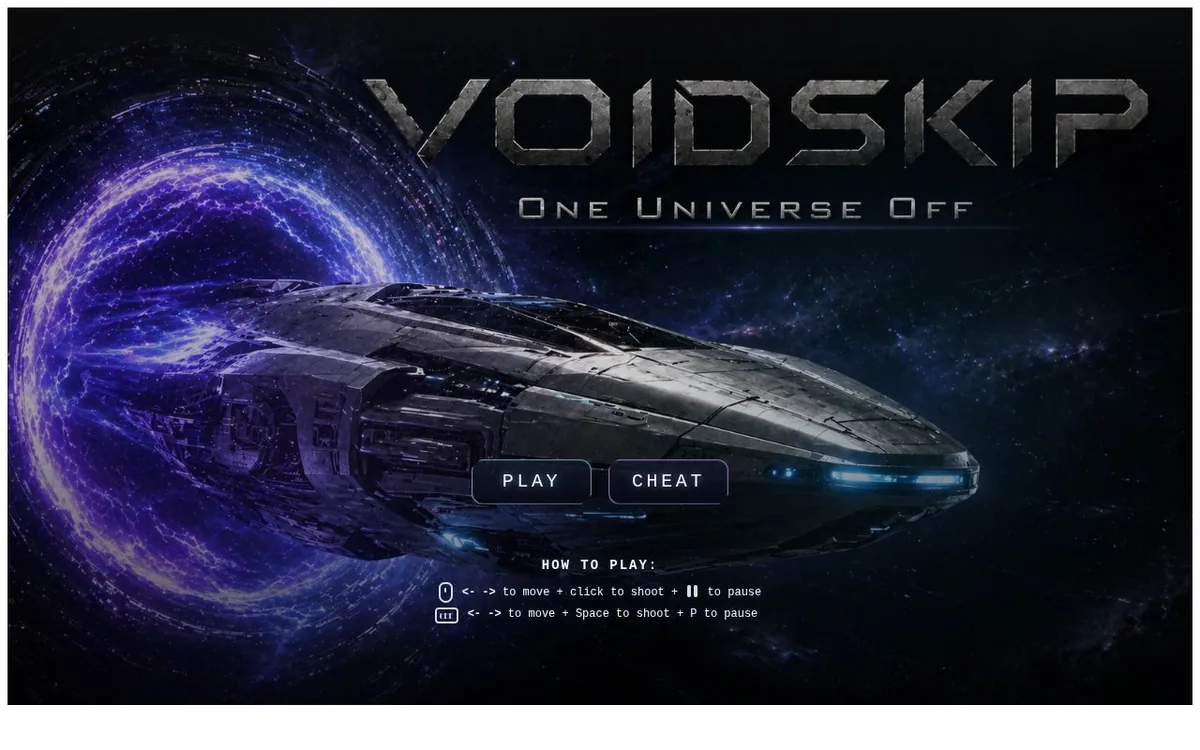 Voidskip: One Universe Off — screenshot of the AI-made game