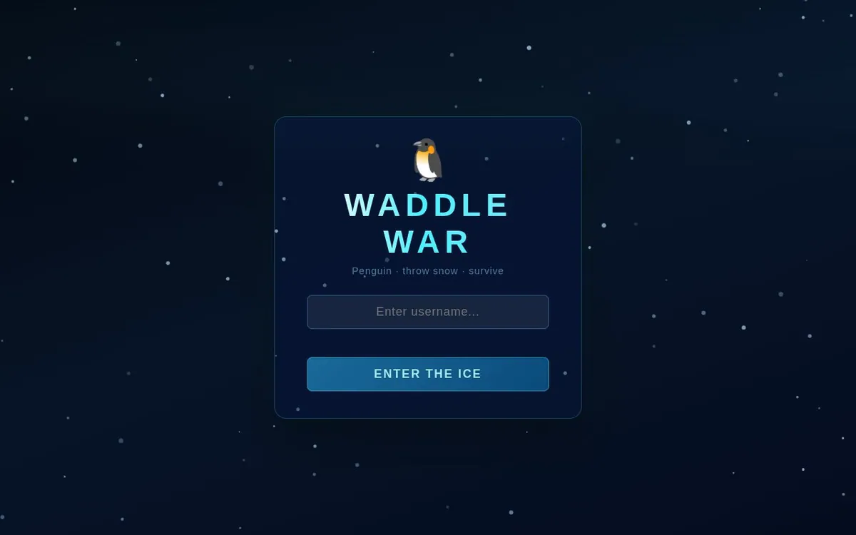 Waddle War — screenshot of the AI-made game