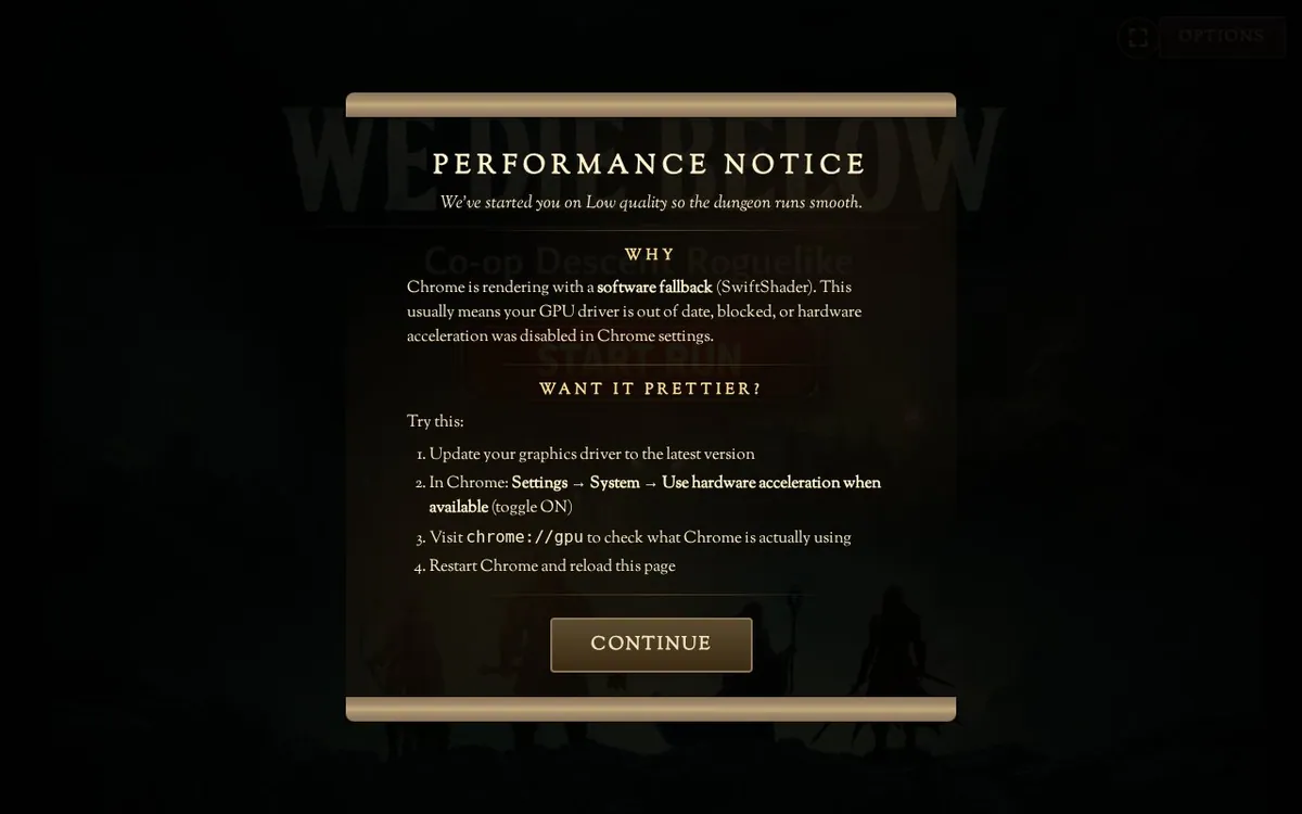 We Die Below — screenshot of the AI-made game